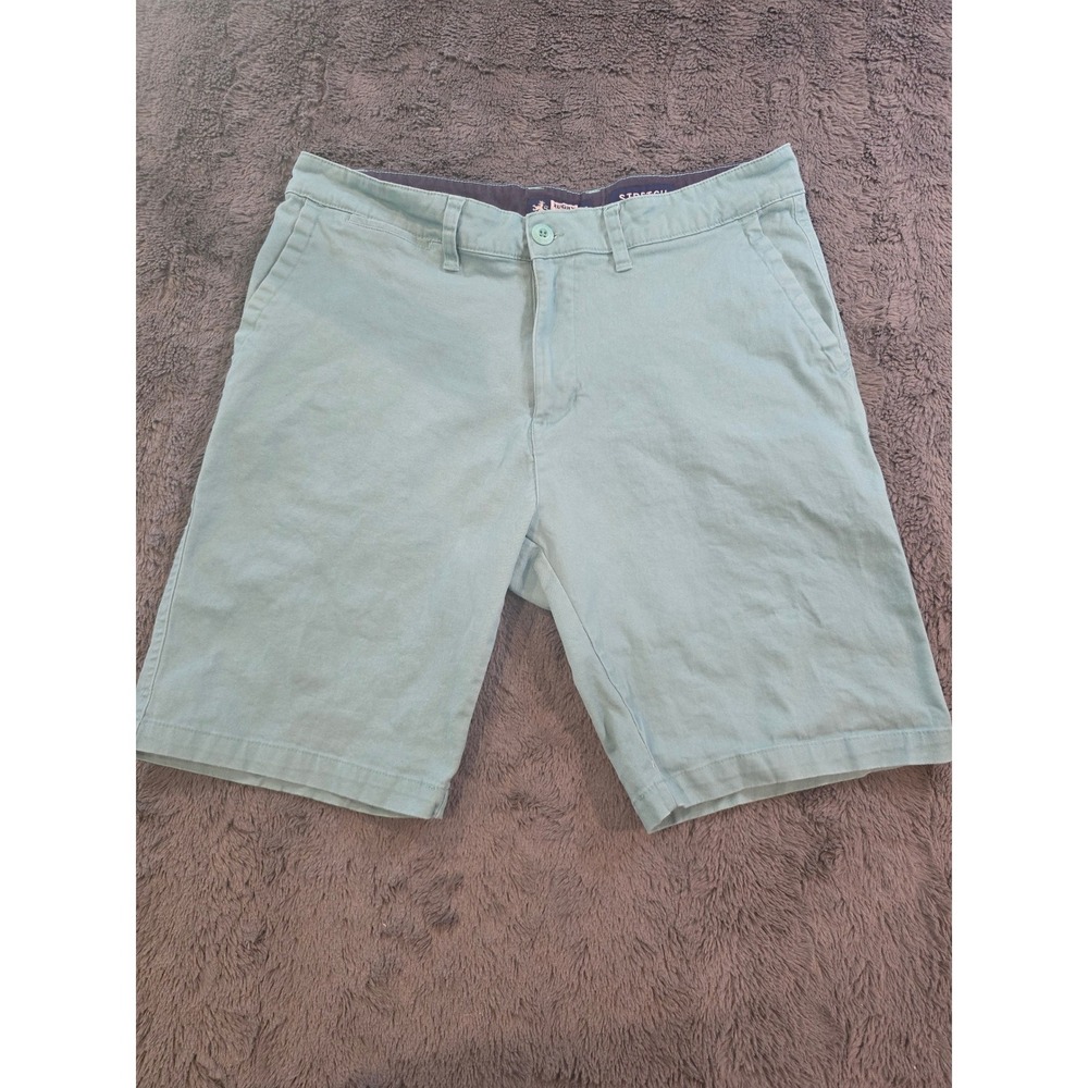 Rugby University Mens Stretch Chino Shorts Size 34 Sage Green Flat Front Cotton